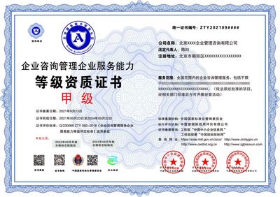 企业管理咨询服务能力等级证书